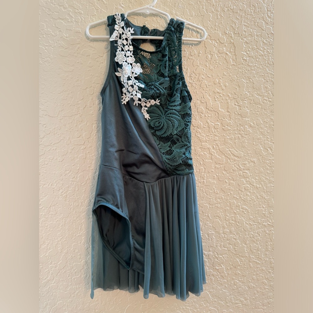 Weissman lyrical ballet dance costume large child green white